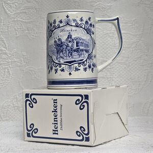 Vintage Heineken Delftblue Beer Mug Stein Horse Carriage Holland Hand Painted